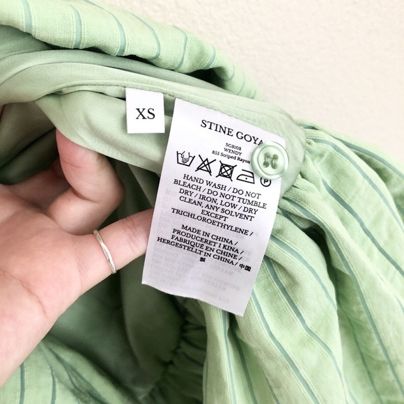 STINE GOYA Wendy Striped Ruffle Hem Dress in Sage Green - Picture 7 of 9